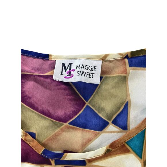Maggie Sweet Multicolored Geometric Sleeveless Top Women's Size 2X - Picture 4 of 7